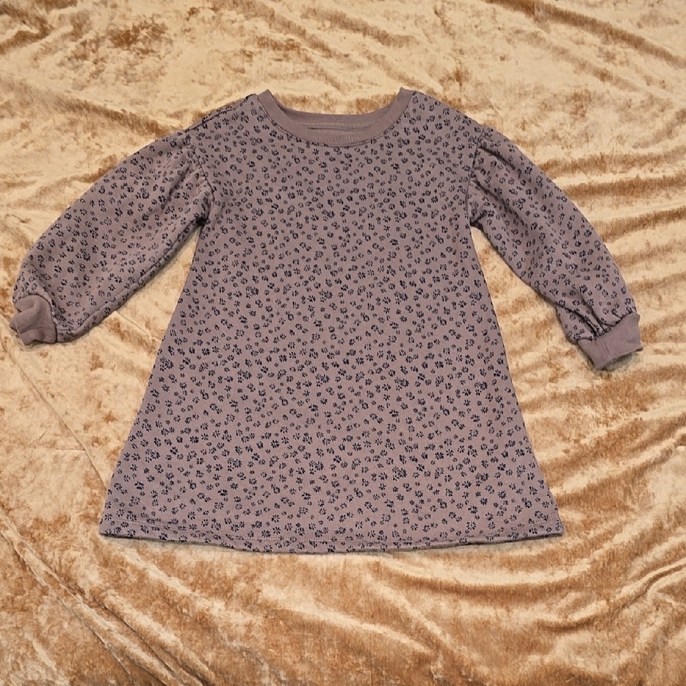 Gap Girls BrownLong Sleeve Dress with Floral Pattern 4 Years